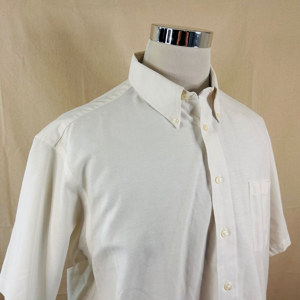 Croft & Barrow 17.5 Wrinkle Resistant Oxford Dress Shirt White Short Sleeve Mens